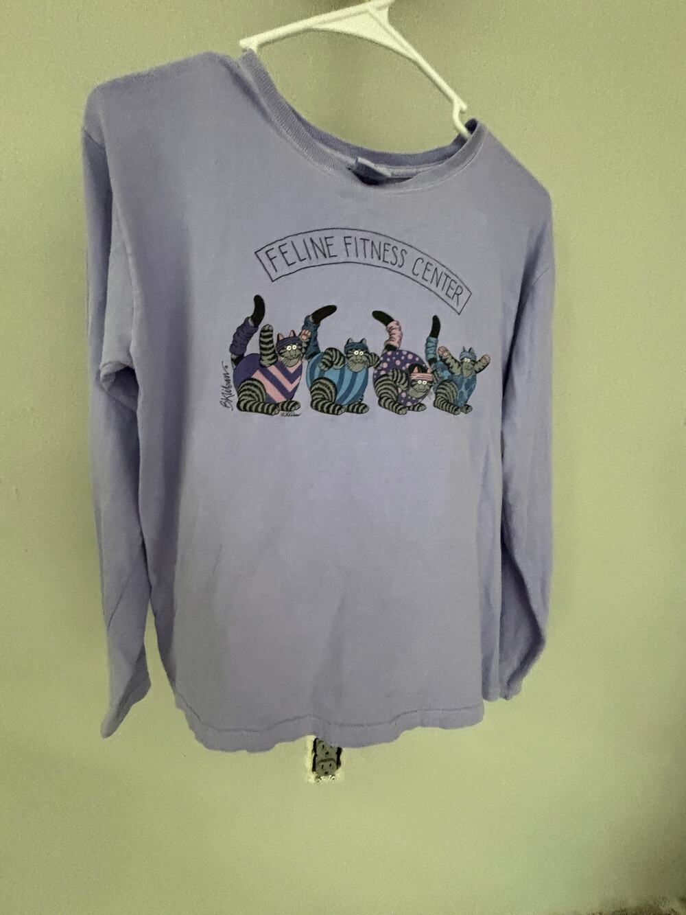 RARE Crazy Shirt Hawaiian Original Feline Fitness LongSleeve Purple Cotton Shirt
